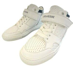 Zadig & Voltaire Womens Leather Mid Top White Sneaker Shoes Logo NEW 38 7